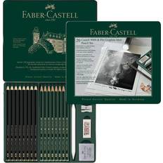 Negro Lápices de Grafito Faber-Castell Pitt Monochrome & Graphite Matte 9000 Pencil Set Tin of 20