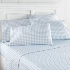 King size sheet sets Seersucker Gingham Bed Sheet Blue