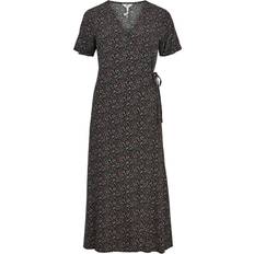 Object Robe Longue Col V Imprimée Floral - Noir
