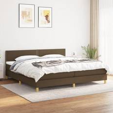 vidaXL Boxspringbett mit Matratze 200x200 cm Dunkelbraun Rahmenbett