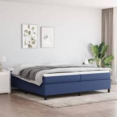 vidaXL de Lit Rembourré Sommier À Lattes Lit Double Bleu 200x200 cm Tissu Lit avec Cadre