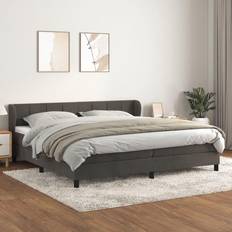 vidaXL Box Spring Colchón Terciopelo Gris Oscuro 200x200 cm Cama con Estructura