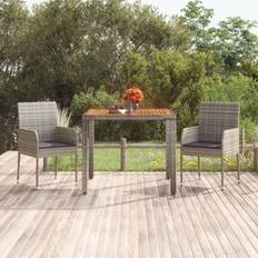 Mesas de Jardín vidaXL Mesa De Jardín Superficie De Madera Ratán Pe Gris 90x90x75 cm Polyrattan