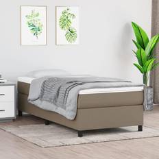 Eenpersoonsbed Bedframes vidaXL Bedframe Stof Taupe 90x200 cm