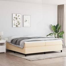 Beige Bedframes vidaXL Bedframe Stof Crèmekleurig 200x200 cm