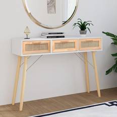 Rattan Console Tables vidaXL Konsolentisch Massivholz Ablagetisch