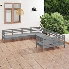 Outdoor Lounge Sets on sale vidaXL 8 Piece Garden Solid Wood Pine Grey Outdoor Lounge Set