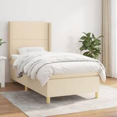 Beige Strutture letto vidaXL Giroletto A Molle Con Materasso Crema 80x200 cm Intessuto