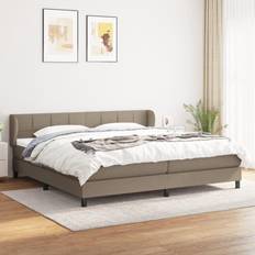 vidaXL Boxspring Met Matras Stof Taupe 200x200 cm
