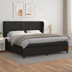 vidaXL Box Spring Colchón Cuero Sintético Negro 200x200 cm Cama con Estructura