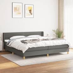 vidaXL Boxspringbett mit Matratze 200x200 cm Dunkelgrau Rahmenbett