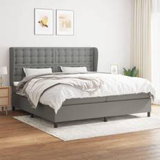 vidaXL Boxspringbett Mit Matratze Dunkelgrau 200 x 200 cm Rahmenbett