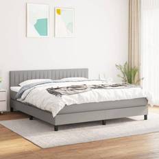 160cm Camas con Estructura vidaXL Box Spring Colchón Tela Gris Claro 160x200 cm Cama con Estructura