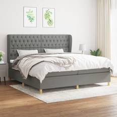 200cm Bedframes vidaXL Boxspring Met Matras Stof Donkergrijs 200x200 cm