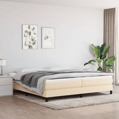 Beige Rahmenbetten vidaXL Boxspringbett Creme Stoff Creme Rahmenbett