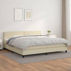 vidaXL Giroletto A Molle Materasso Crema 200x200 cm In Similpelle Arredamento Casa & Cucina Letto con Struttura