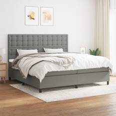 vidaXL Boxspringbett mit Matratze 200x200 cm Dunkelgrau Rahmenbett