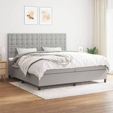 vidaXL Box Spring Colchón Tela Gris Claro 200x200 cm Cama con Estructura