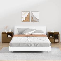 vidaXL Sengeborde 2 Stk 50 x 34 x 50 cm Massivt Fyrretræ Gyldenbrun Sengebord