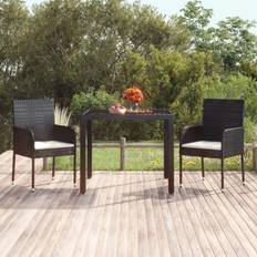 Nero Tavoli da Pranzo da Esterno vidaXL Tavolo Da Giardino Piano In Vetro Nero 90x90x75 cm Polyrattan