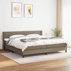 vidaXL Boxspring Met Matras Stof Taupe 200x200 cm