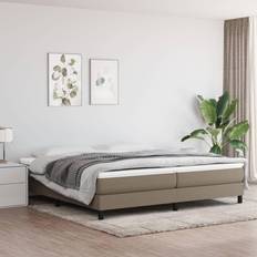 200cm Bedframes vidaXL Bedframe Stof Taupe 200x200 cm