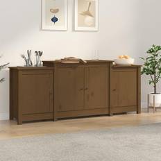 vidaXL 164x37x68 massivt fyrretræ gyldenbrun Skænk