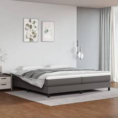 vidaXL Box Spring Colchón Cuero Sintético Gris 200x200 cm Cama con Estructura