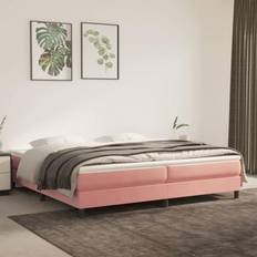 200cm Lits avec Cadre vidaXL Rose 200x200 cm Velours Pink Lit avec Cadre