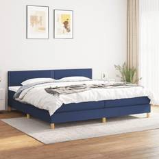 vidaXL Boxspringbett mit Matratze 200x200 cm Blau Rahmenbett