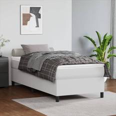 vidaXL De Sin Colchón Cuero Sintético Blanco 90x200 cm Cama con Estructura