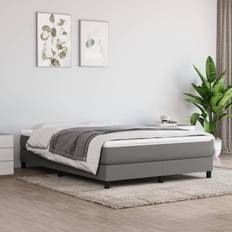 vidaXL Boxspringbett Dunkelgrau Stoff Grau Bettrahmen