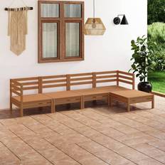 vidaXL Salotto Giardino 5 pz in Legno Massello di Pino Ambra - Marrone Set da Lounge da Esterno