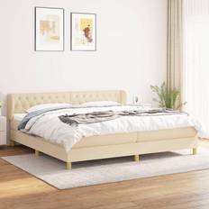 vidaXL Rembourré Tête de Lit Lit Double Lit Adulte de Chambre Moderne Crème 200x200 cm Tissu Lit avec Cadre