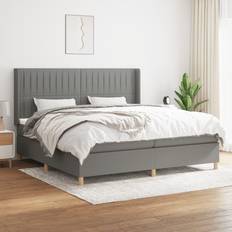 200cm Bedframes vidaXL Boxspring Met Matras Stof Donkergrijs 200x200 cm