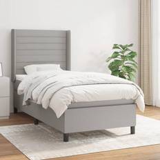 vidaXL Boxspring Met Matras Stof Lichtgrijs 80x200 cm