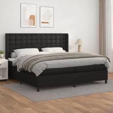 vidaXL Box Spring Colchón Cuero Sintético Negro 200x200 cm Cama con Estructura