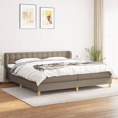 vidaXL Boxspring Met Matras Stof Taupe 200x200 cm