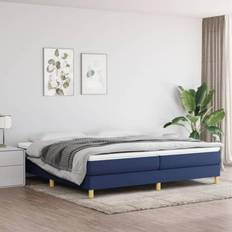 vidaXL Giroletto A Molle Con Materasso Blu 200x200 cm In Tessuto