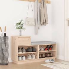 vidaXL 110x34x61 massiv furu Skoställ