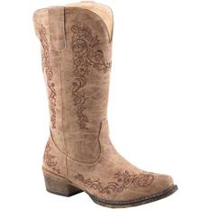 Faux Leather Boots Roper Riley Scroll - Brown