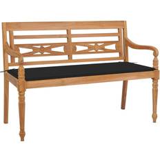 Teak Havebænke vidaXL Batavia Bænk Med Sort Hynde 120 cm Havebænk