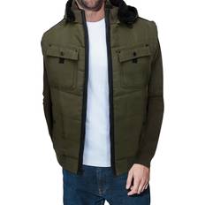 Acrylic Jackets X Ray Men's Faux Shearling Hooded Sweater Jacket Olive Olive