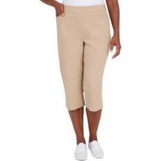 Alfred Dunner Women's Plus Classic Allure Stretch Clamdigger Capri - Sand Tan