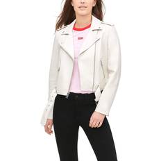 Vit skinnjacka damkläder Levi's Women's Faux-Leather Moto Jacket Oyster