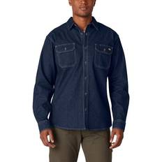 Dickies Men's FLEX Relaxed-Fit Denim Button-Down Shirt, Medium, Blue