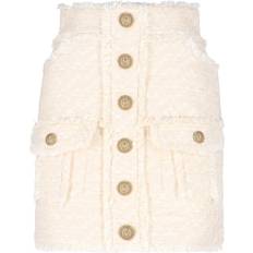 Balmain XL Skjørt Balmain Off-White Pencil Miniskirt 0Aq Blanc Cassé FR