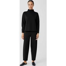 Eileen Fisher Pleated Ponte Lantern Ankle Pants BLACK