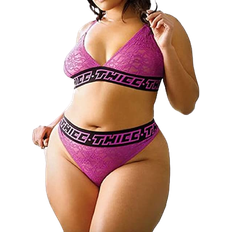 Polyamide Bikini Sets Vibes Thicc Thicc Triangle Lace Bralette Set