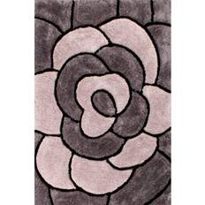 Modern 3D Carved Rose Silver, Grey, Brown 60x110cm